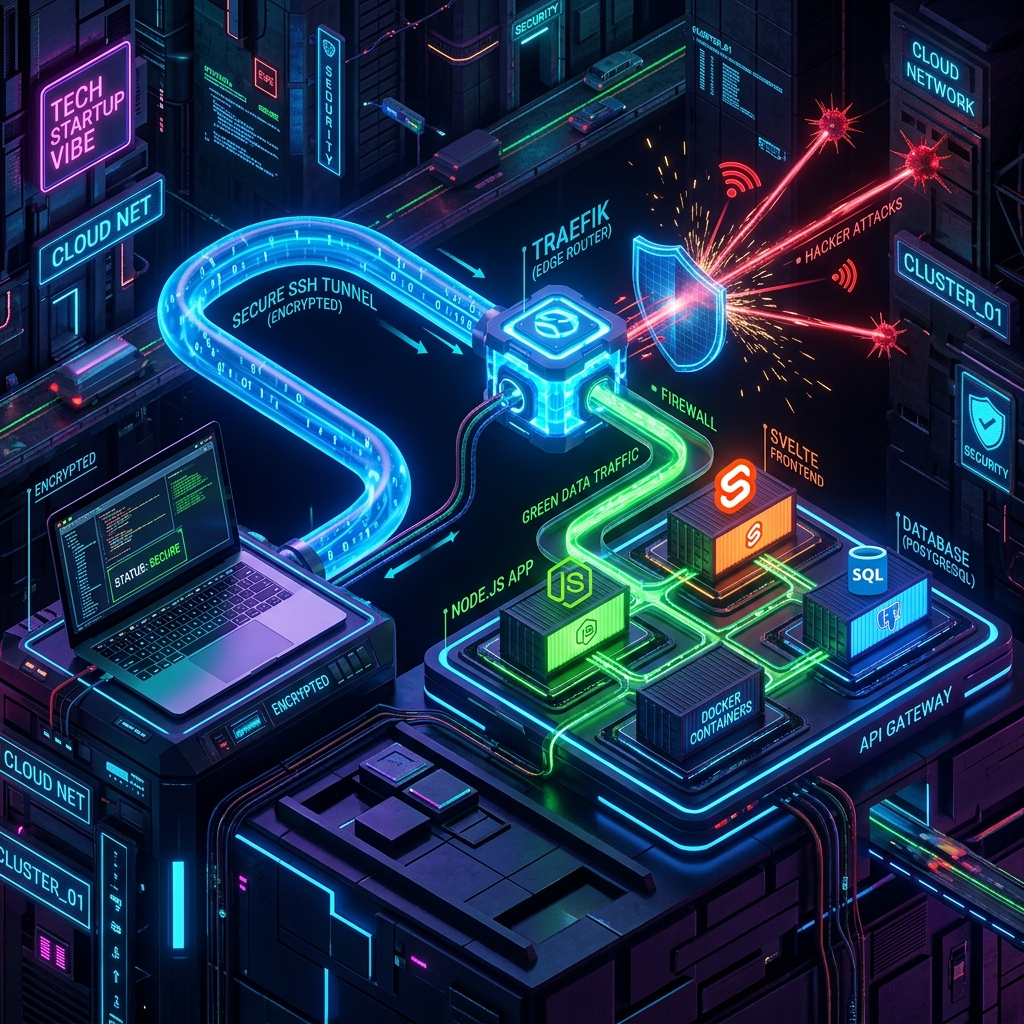 Ilustrasi Arsitektur Portless Traefik